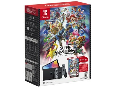 La caja de la Nintendo Switch OLED Super Smash Bros. Paquete definitivo.