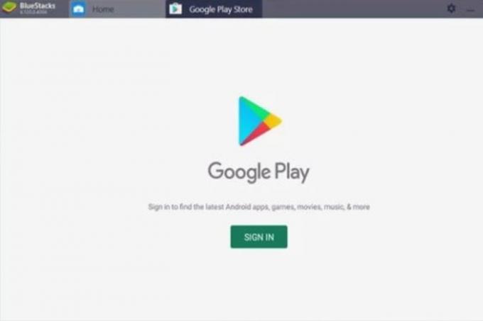 Zrzut ekranu sklepu Google Play na PC z opcją logowania.